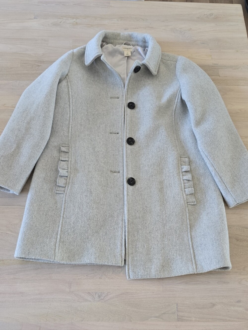 Crewcuts Pale Gray Girls' Pea Coat with Button Front